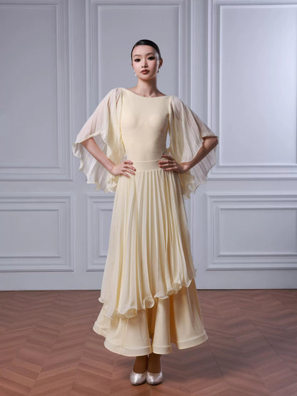 TID modern dance suit women's new mesh pleated pendulum skirt advanced waltz ballroom dance practice set