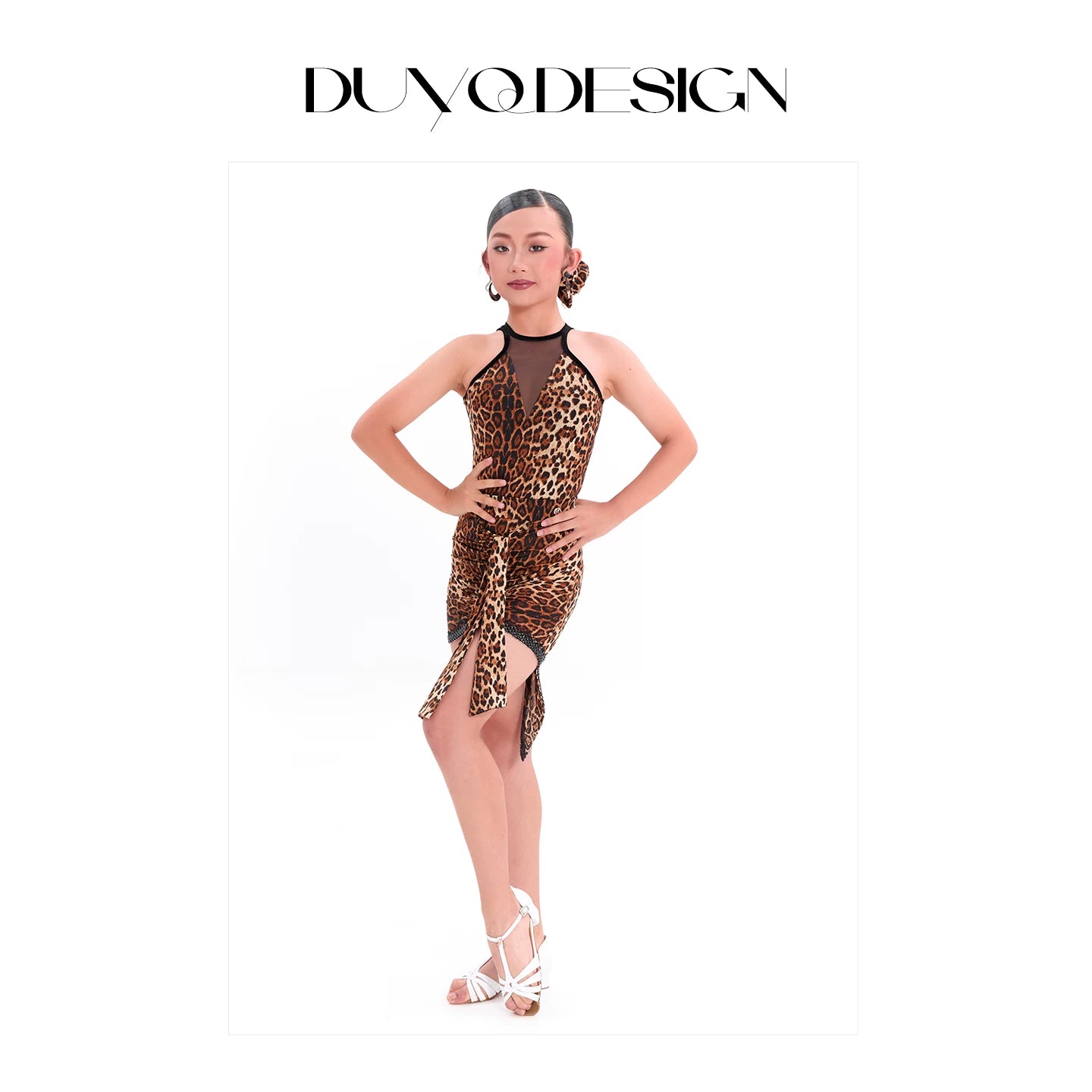 DUYQ children's style "Leopard Hidden Xia Ying" 005 top gymnastics suit girls Latin dance practice suit professional - Mine·Jas