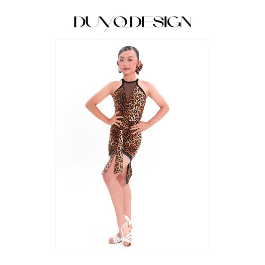 DUYQ children's style "Leopard Hidden Xia Ying" 005 top gymnastics suit girls Latin dance practice suit professional - Mine·Jas