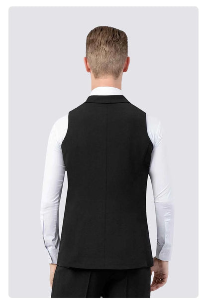 NY Fashion Vest Men's Flat Barrel Collar Double-breasted Ballroom Dance Performance Suit Waltz Practice Suit 23122S