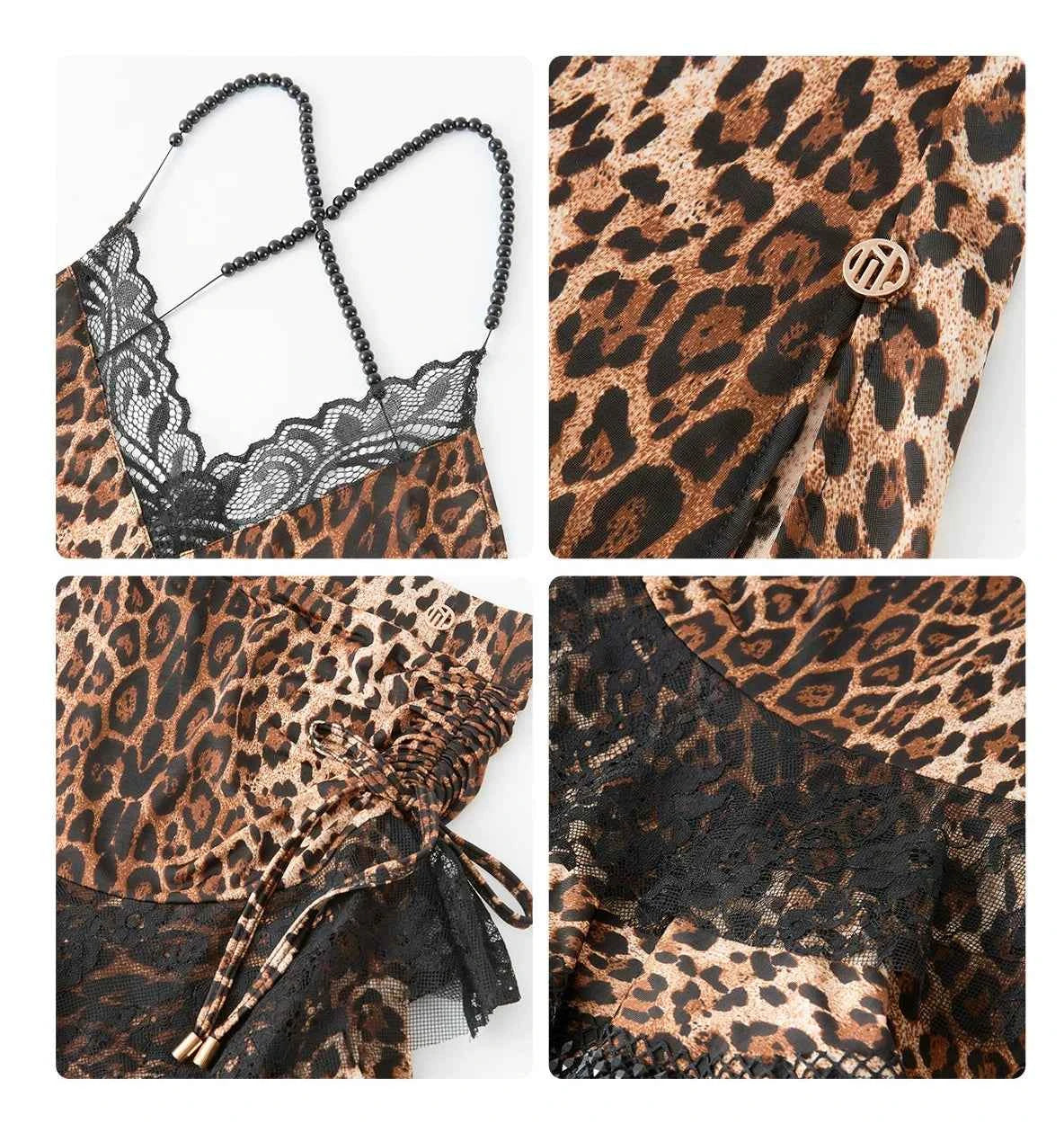 DUYQ "Leopard Hidden, Xia Ying" Latin 017 Leopard Print Lace Suspender Top National Standard Women's Latin Dance Practice Suit