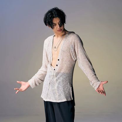 DUYQ "New Men" 010 Big V-Neck National Standard Men's Latin Dance Practice Suit Summer New Tops
