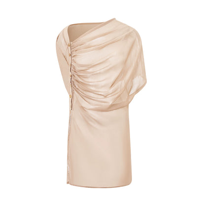 DUYQ "Female Teacher Series" 004 slanted shoulder pleated blouse design top national standard Latin dance suit professional