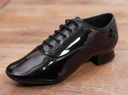 DRH-302 Men's Leather Ballroom Dance Shoes Low Heel Soft Sole Social Dance Waltz Dance