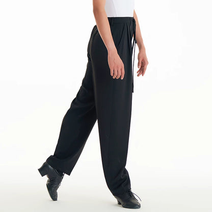 DUYQ men's series 017 thin drawstring lace-up trousers Latin dance professional practice performance clothes black and gray