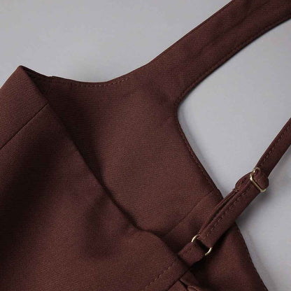 Z0070 Square neck suspender pleated design sleeveless short skirt