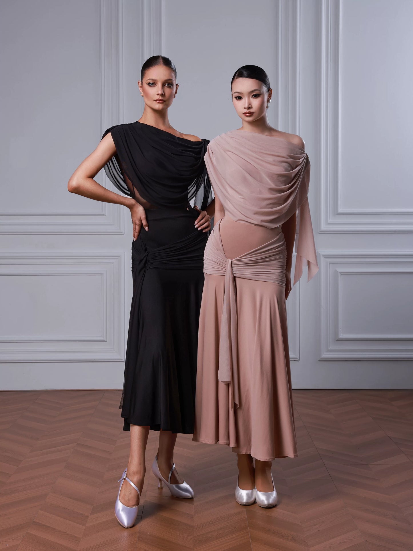 TID modern dance suit new naked pink white dance skirt split premium suit female waltz dance skirt
