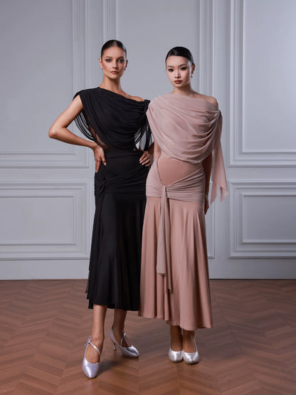 TID modern dance suit new naked pink white dance skirt split premium suit female waltz dance skirt