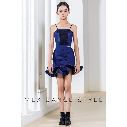 MLX Children's New Latin Dance Suit Big Skirt High-end Children's Dance Performance Practice Suit #154