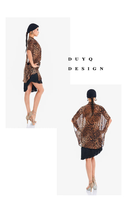DUYQ "Chasing Leopard Girls" 014 Tassel Strap Skirt National Standard Women's Professional Latin Dance Practice Suit New Product