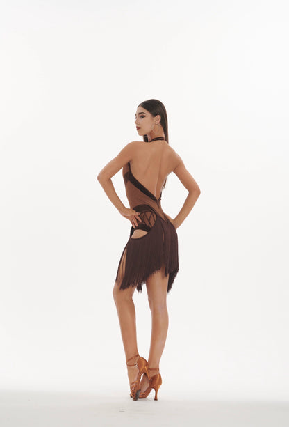 VERNAxBANGGIRL neck fringed dress VABGY015