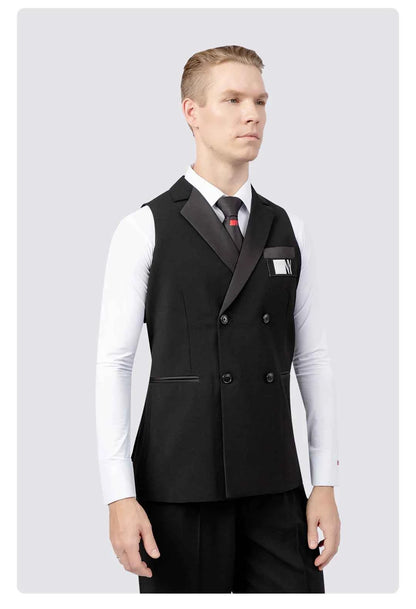 NY Fashion Vest Men's Flat Barrel Collar Double-breasted Ballroom Dance Performance Suit Waltz Practice Suit 23122S