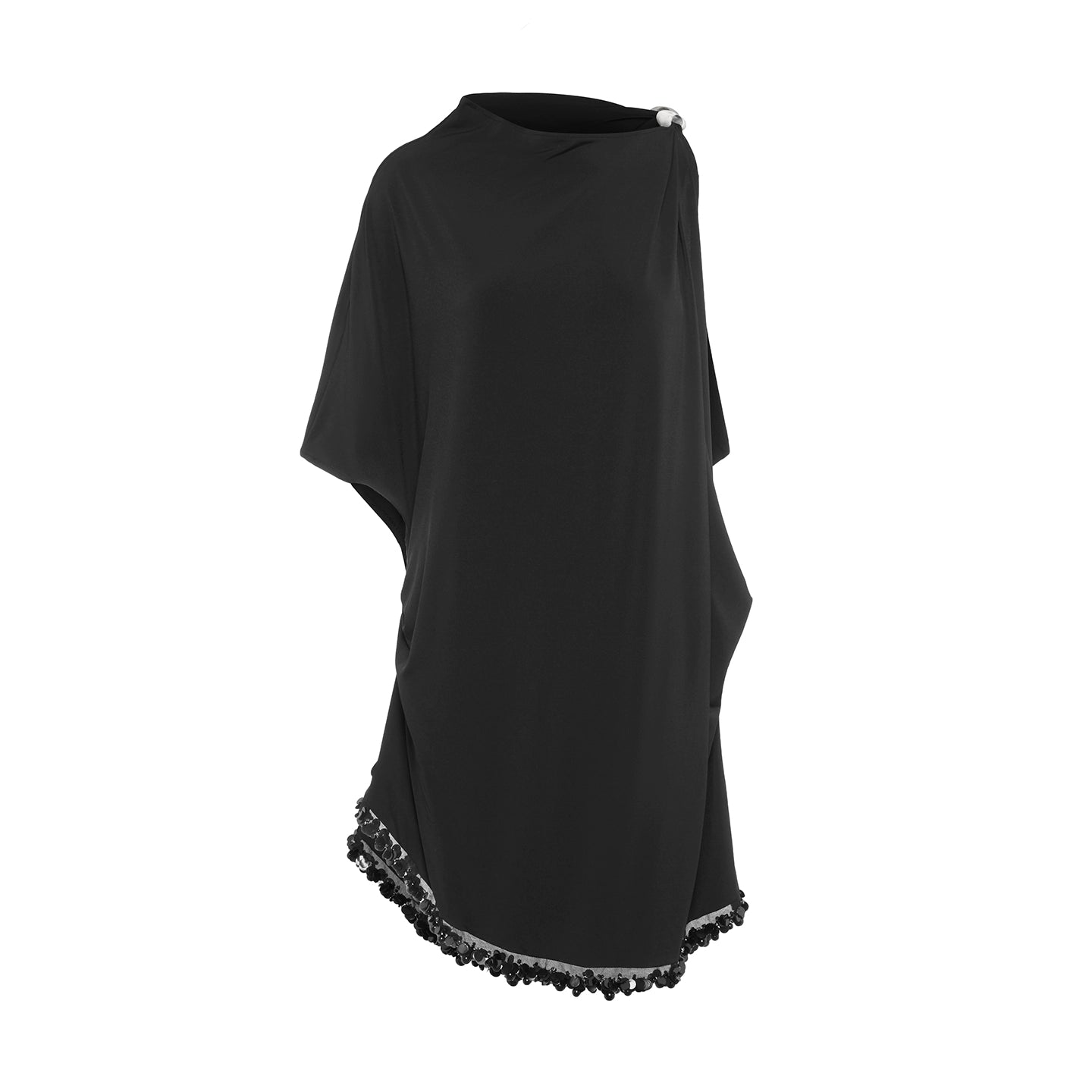 DUYQ [Polina] 011 black beaded loose women's blouse national standard women's Latin dance practice performance suit
