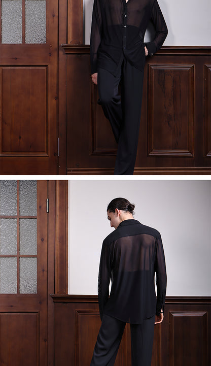 TID-A012 new mesh shirt high-end temperament practice clothes national standard dance clothes