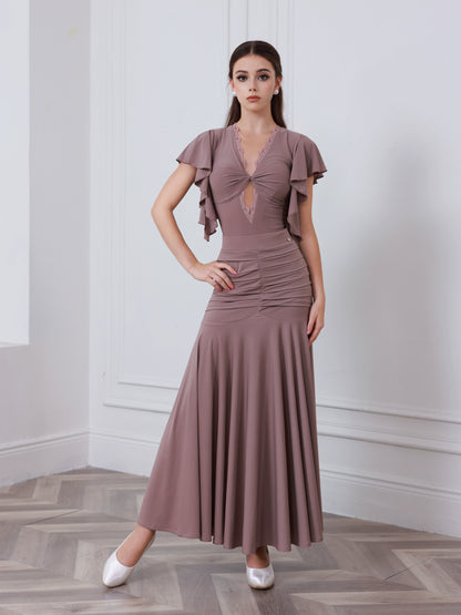 TID new high-end dance clothes, high-end waltz ballroom dance skirt, foreign-style sleeve top