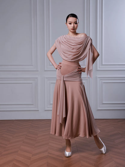 TID modern dance suit new naked pink white dance skirt split premium suit female waltz dance skirt