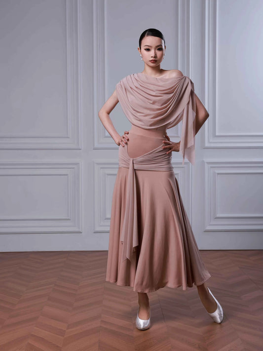 TID modern dance suit new naked pink white dance skirt split premium suit female waltz dance skirt