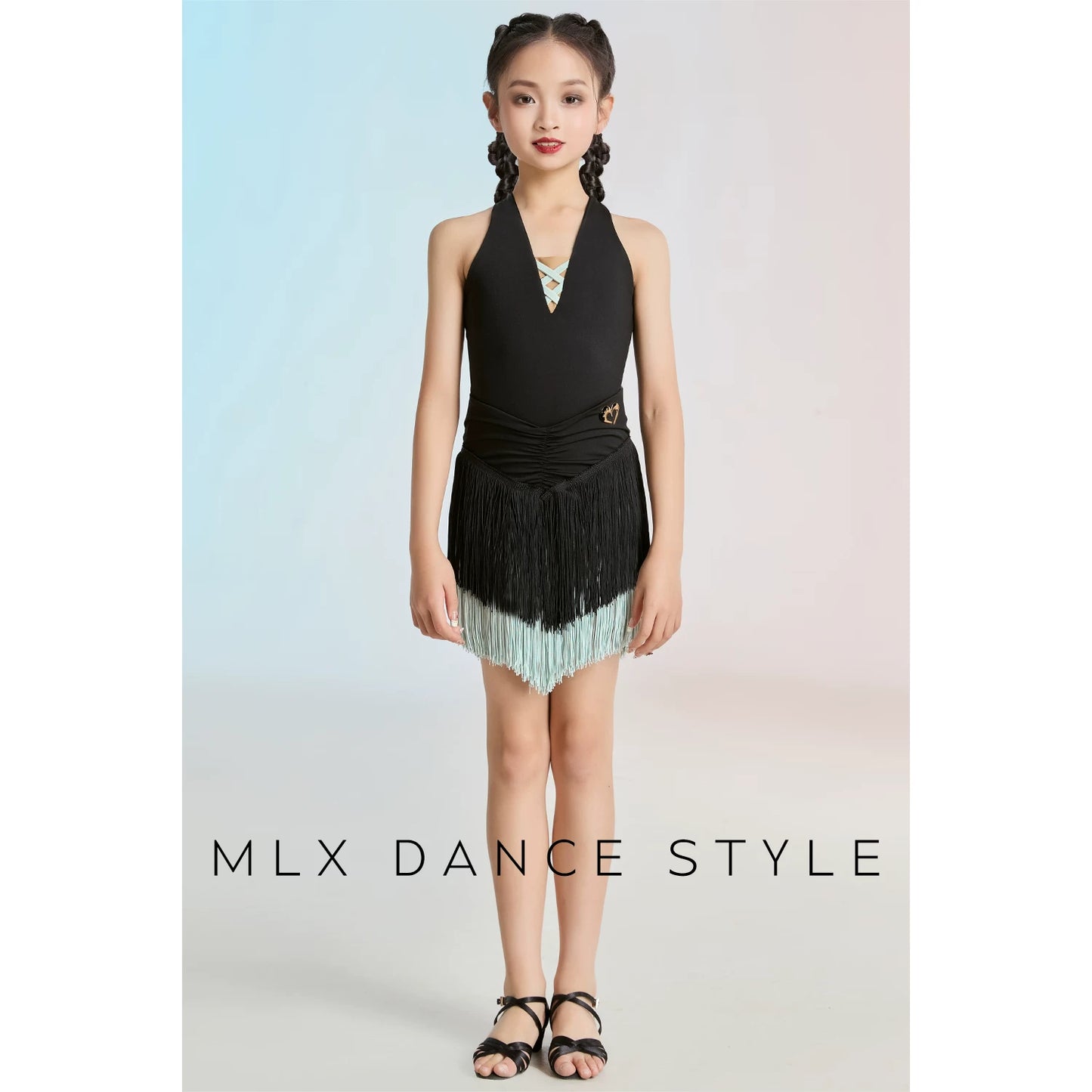 MLX summer new children's new Latin dance practice suit high-end fringed skirt performance suit