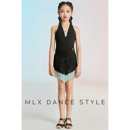 MLX summer new children's new Latin dance practice suit high-end fringed skirt performance suit