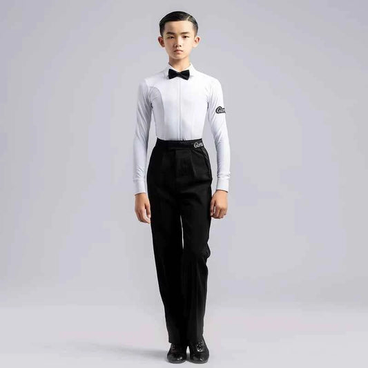 G.DANCE Children's Dance Costume Boys Latin Modern Dance White Shirt Trousers Performance Competition Regulations Uniform 5103