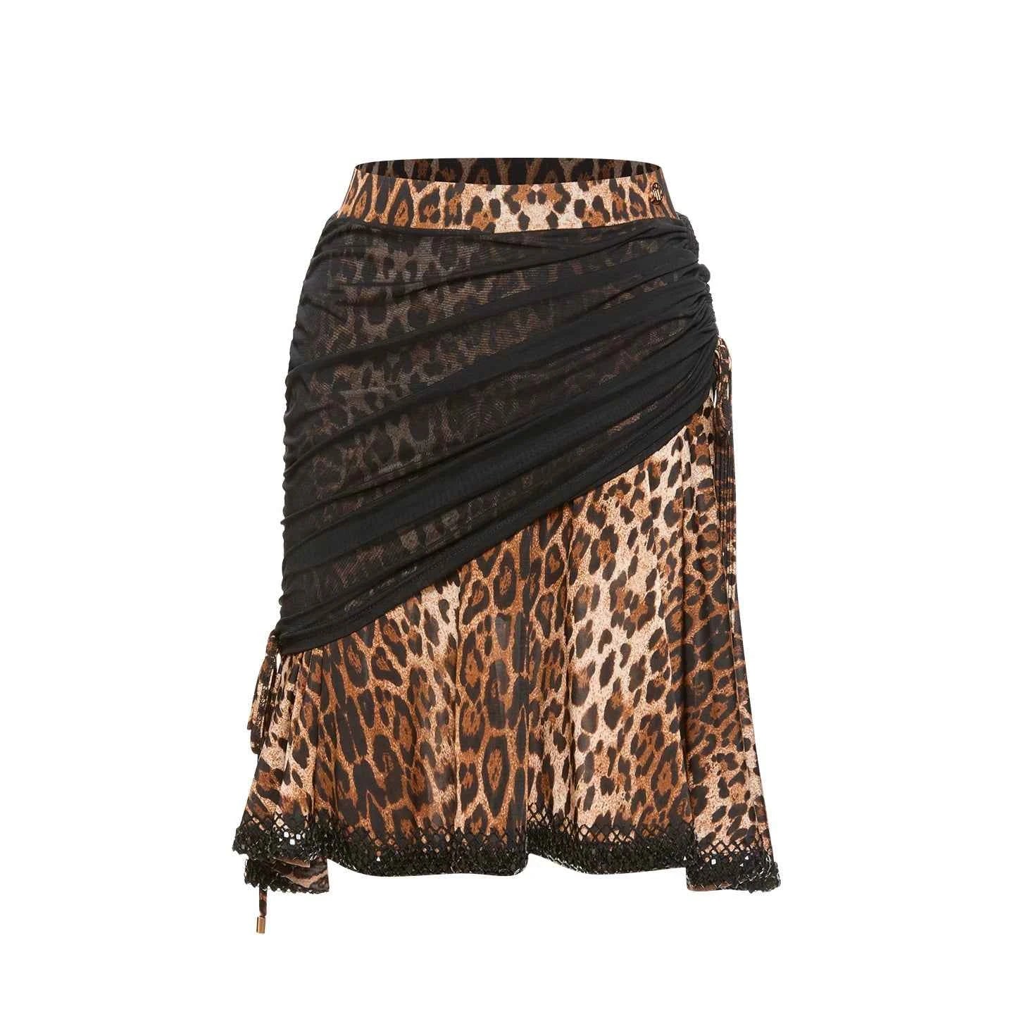 DUYQ "Leopard Hidden, Xia Ying" Latin 007 original splicing design one-piece top national standard women's Latin dance uniform - Mine·Jas