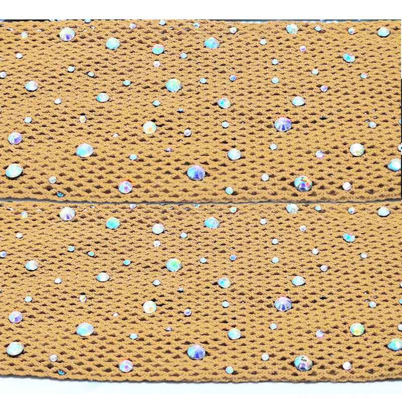 Caramel Hard Mesh Rhinestone Latin Dance Net Socks