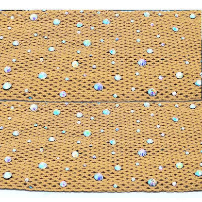 Caramel Hard Mesh Rhinestone Latin Dance Net Socks