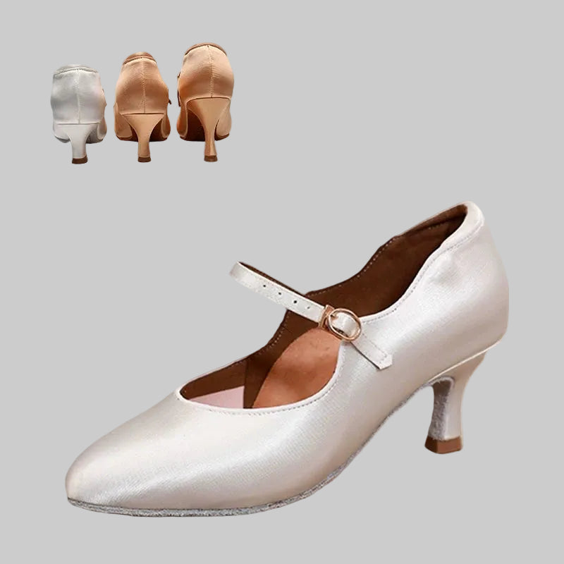 DRH-201 women national ballroom dance soft-soled practice shoes ballroom dance shoes silk fabric - Mine·Jas