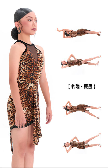 DUYQ children's style "Leopard Hidden Xia Ying" 005 top gymnastics suit girls Latin dance practice suit professional - Mine·Jas