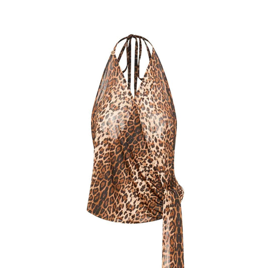 DUYQ "Leopard Hidden, Xia Ying" Latin 015 neck sling top national standard women's Latin dance practice suit new product