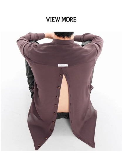 DUYQ "Men's Series" 004 Irregular Texture Sense National Standard Men's Latin Dance Practice Long Sleeve Top