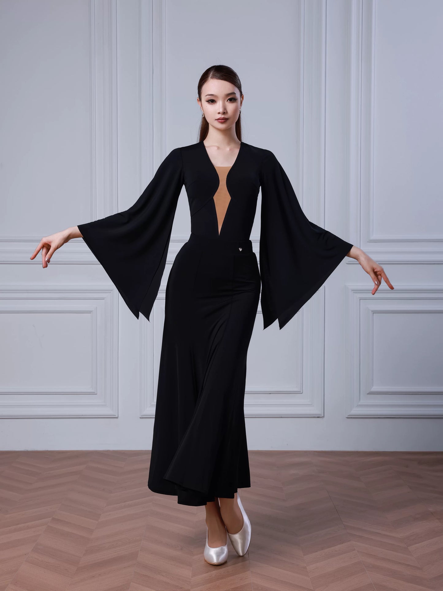 TID modern dance skirt big fluttering sleeve top adult ballroom dance big swing skirt B076 + S043