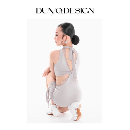 DUYQ children's style "Mountain Awakening Spring" 011 original hollow dress Latin dance girls practice clothes