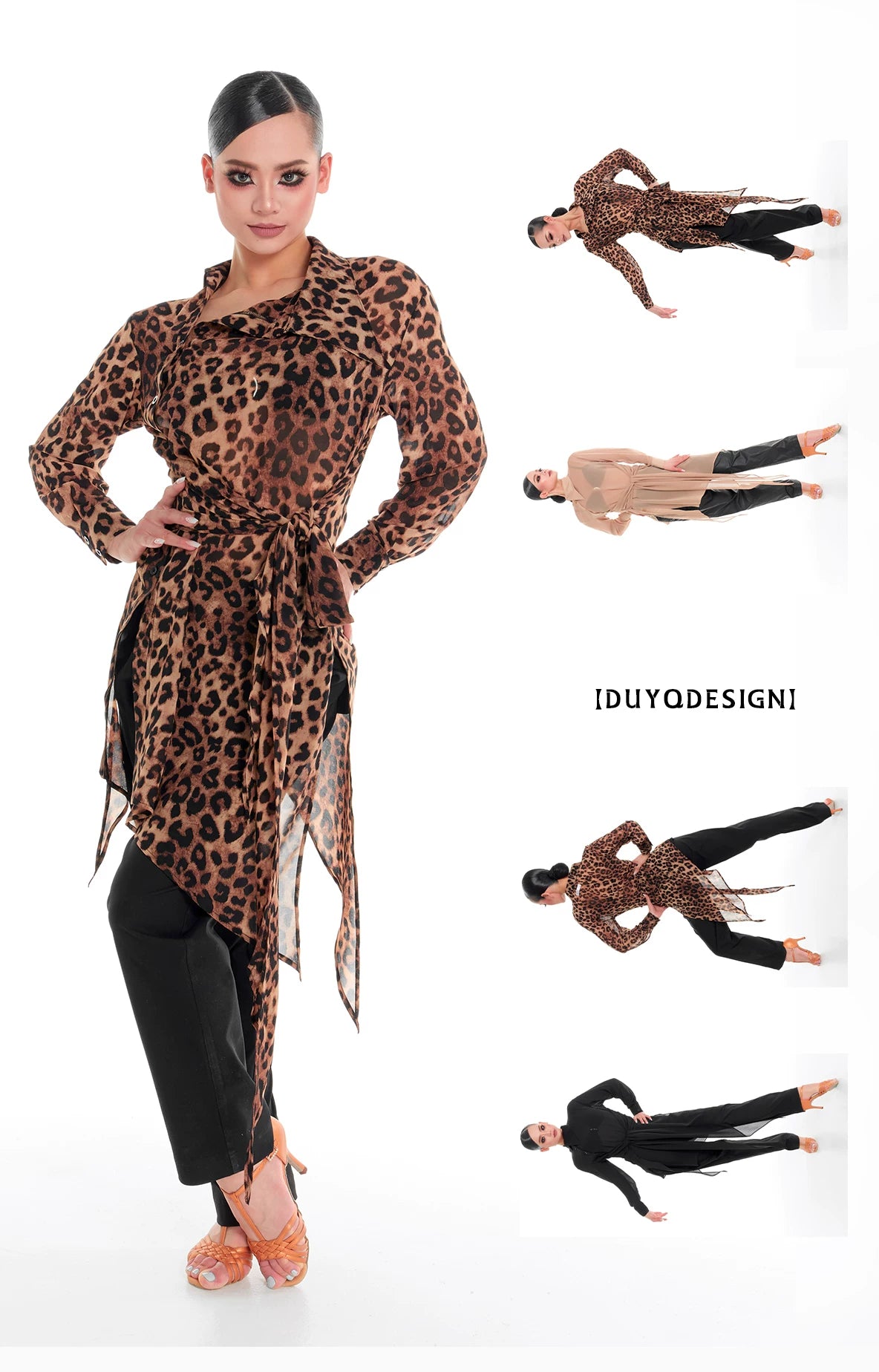 DUYQ "Female Teacher Series" 002 diagonal placket strap design sense teaching top national standard Latin dance uniform professional