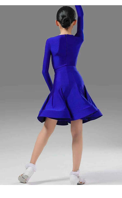 MLX.8955 Latin dance costumes Girls competition costumes Children's dance exam regulations costumes Children's performance costumes