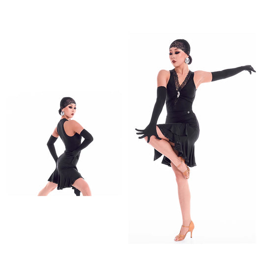 DUYQ "Mountain Awakening Rain Latin" 001 Original Lace One-piece Top National Standard Women's Latin Dance Practice Suit