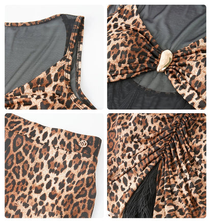 DUYQ "Leopard Hidden, Xia Ying" Latin 003 Basic Mesh Tube Top National Standard Women's Latin Dance Practice Suit - Mine·Jas