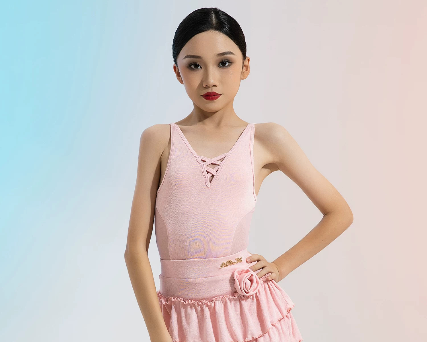 MLX gold 133/202 children's Latin dance costume girls suspender top cake skirt dance training performance practice clothing - Mine·Jas
