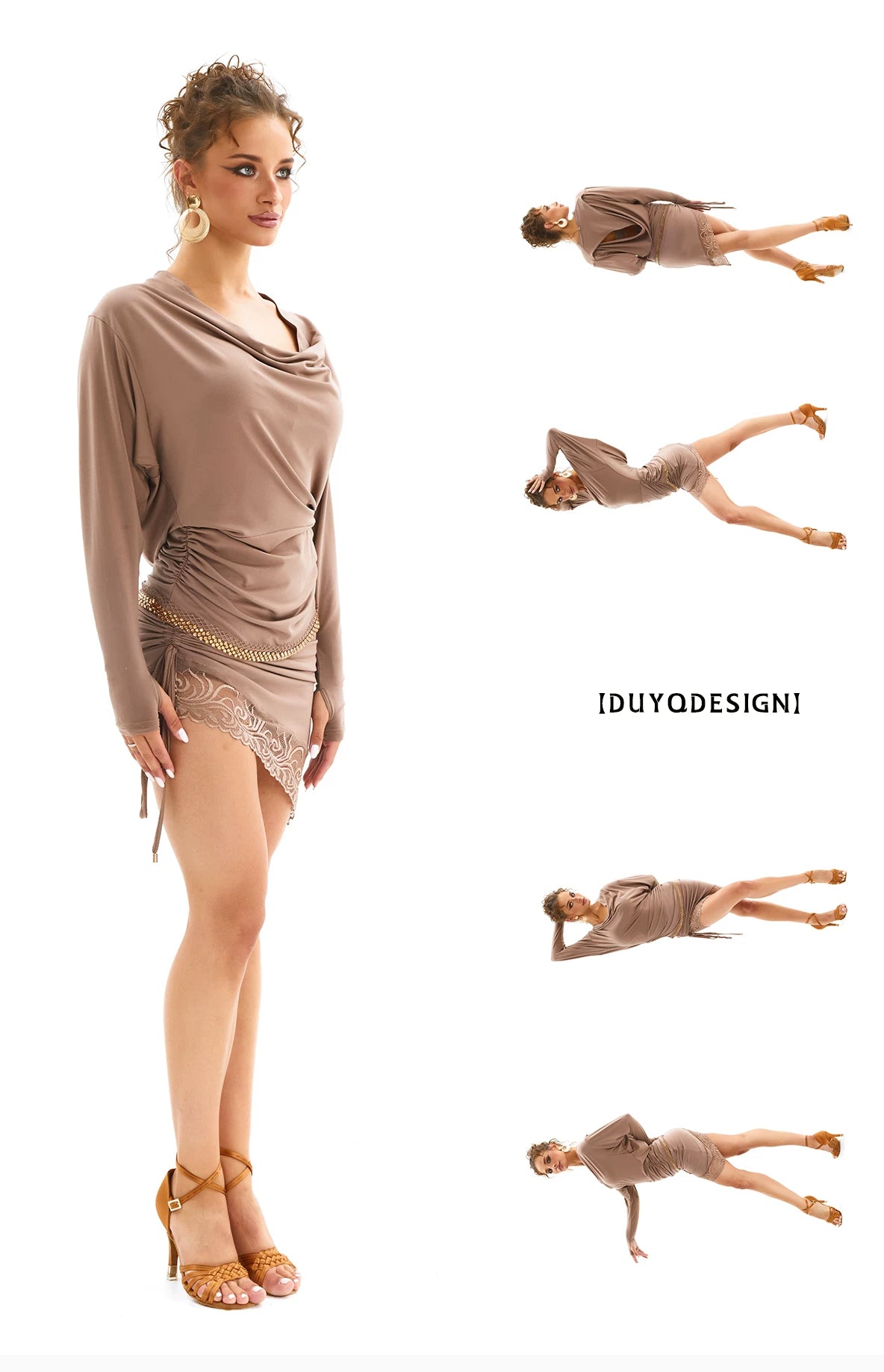 DUYQ [Polina-3] 012 Classic Gymnastics Long Sleeve Top National Standard Women's Latin Dance Suit Practice Suit Advanced