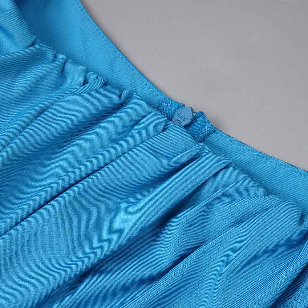 Z0019 Blue High Waist Slim Dress