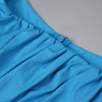 Z0019 Blue High Waist Slim Dress