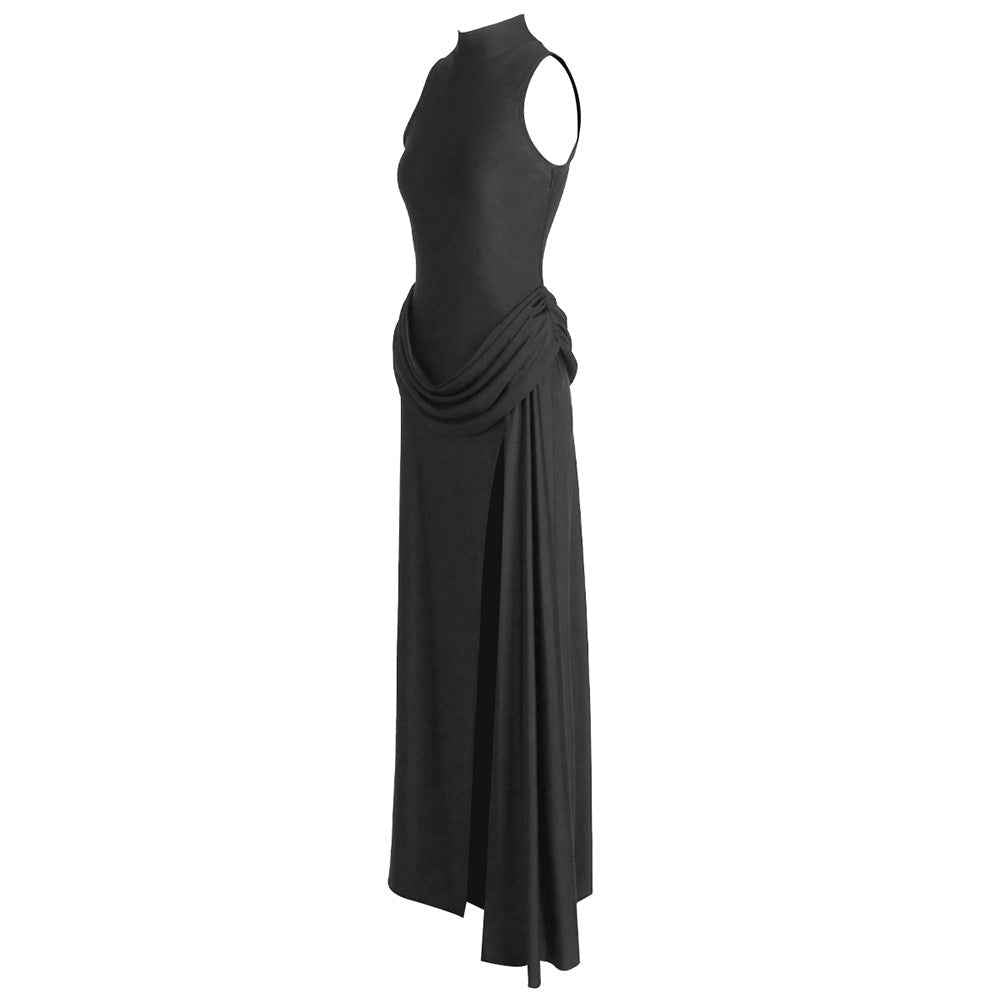 BD2650 slit backless halterneck dress