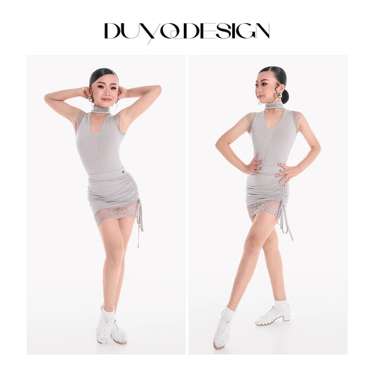 DUYQ children's style "Mountain Awakening Spring" 009 original lace one-piece top Latin dance girls practice clothes