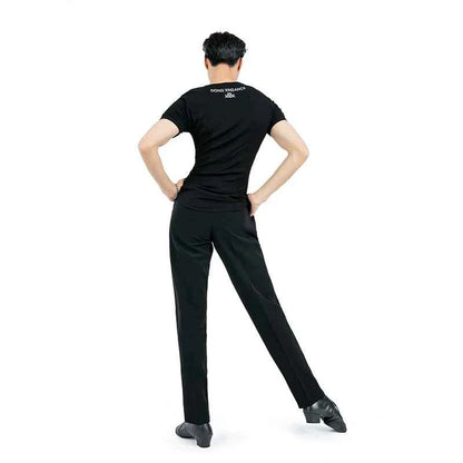 DONG XIN.NY106 dance shirt, short-sleeved V-neck white T-shirt, men's professional Latin practice top