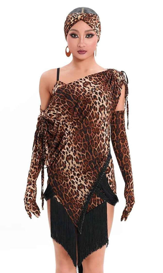 DUYQ "Leopard Hidden, Xia Ying" Latin 009 Loose Adjustable Top National Standard Women's Latin Dance Practice Suit