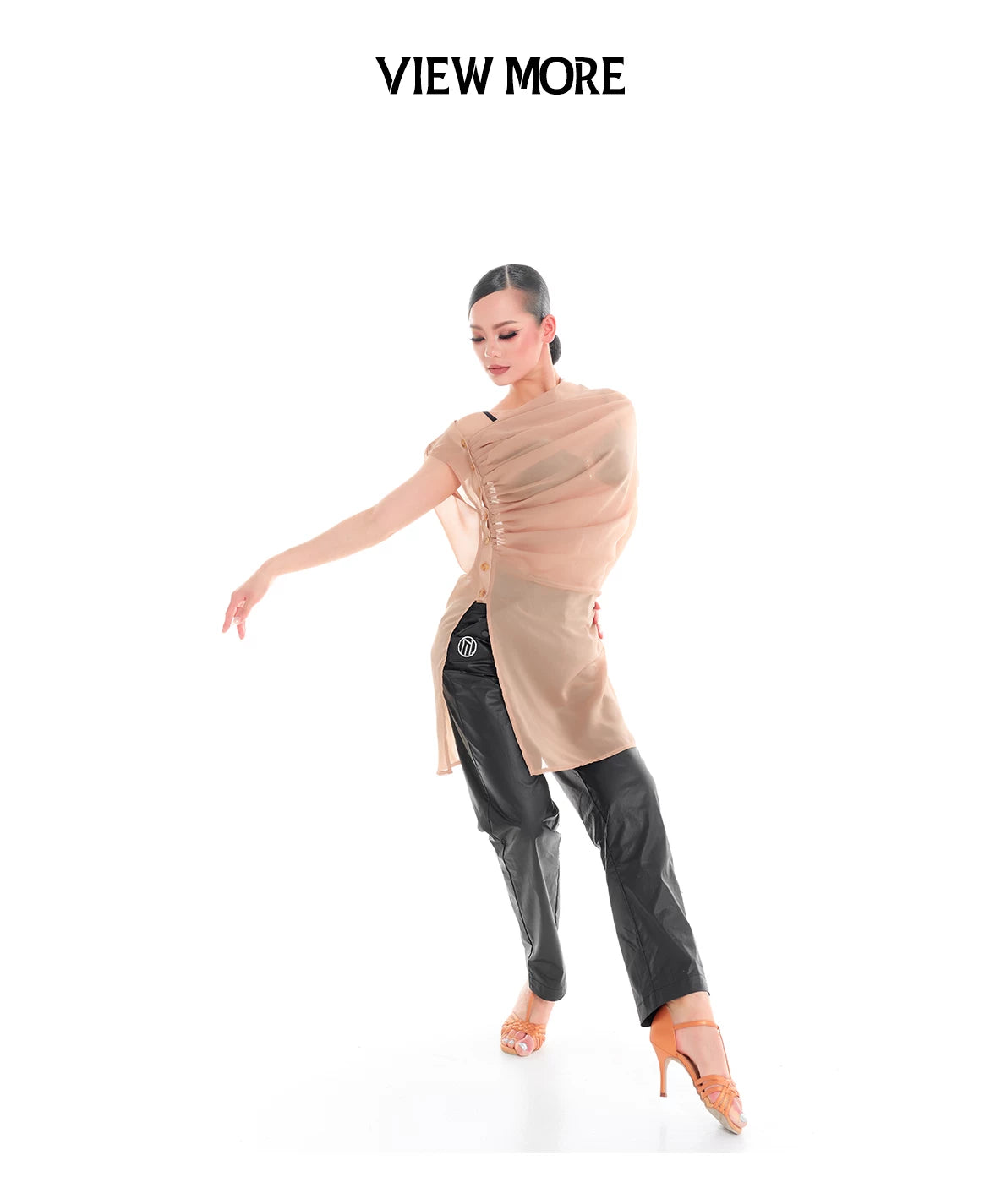 DUYQ "Female Teacher Series" 004 slanted shoulder pleated blouse design top national standard Latin dance suit professional