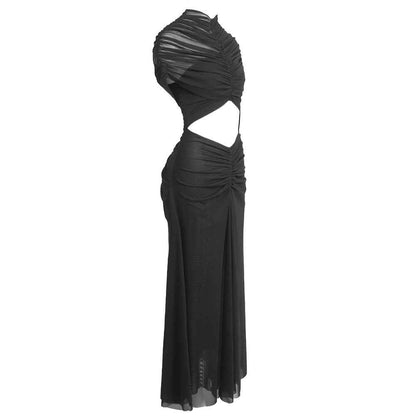 BD2671 Navel-baring mesh dress with large skirt