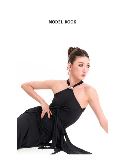DUYQ "Mountain Awakening Rain Modern" 013 neck streamer design top women's modern dance practice clothes professional