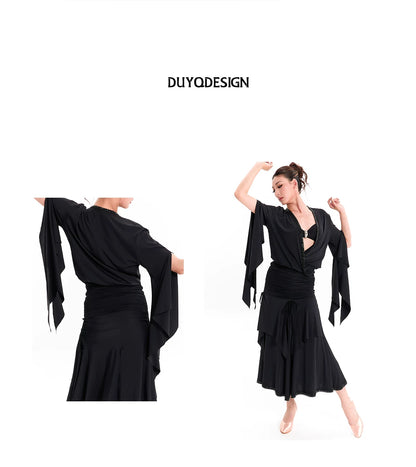 DUYQ "Mountain Awakening Rain Modern" 007V Neck Ribbon One Size Top National Standard Women's Modern Dance Practice Suit Professional