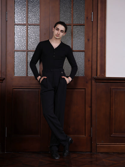 TID A014 Latin dance clothes men's new V-neck long-sleeved tops professional art test clothes national standard dance training clothes